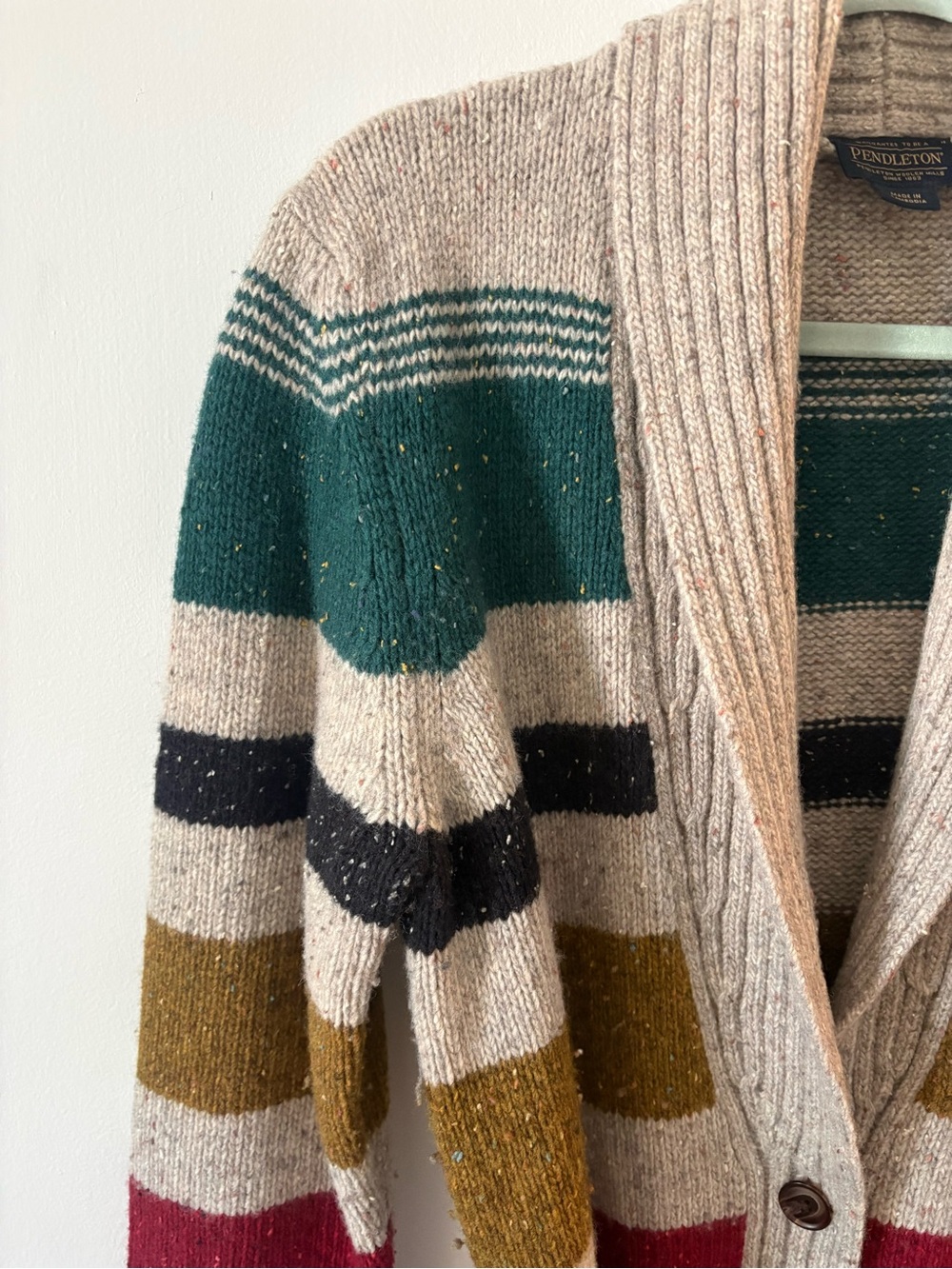 Camp Stripe Lambswool Blend Wrap Cardigan Like New Small - Picture 6 of 8